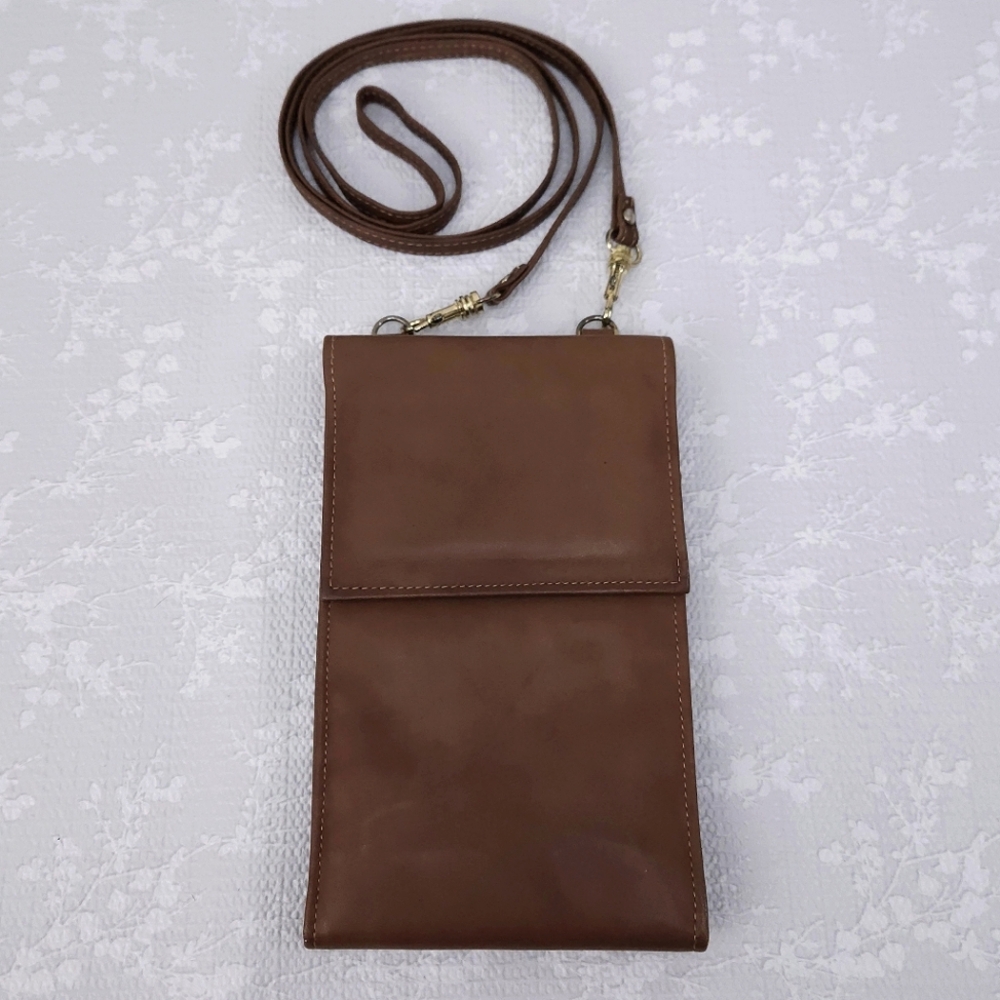 Vintage ROLFS Crossbody Macro Bag Brown Leather